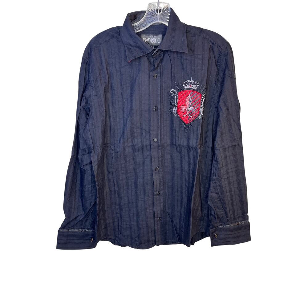 Mondo Long Sleeve Button Up Striped Black Shirt M